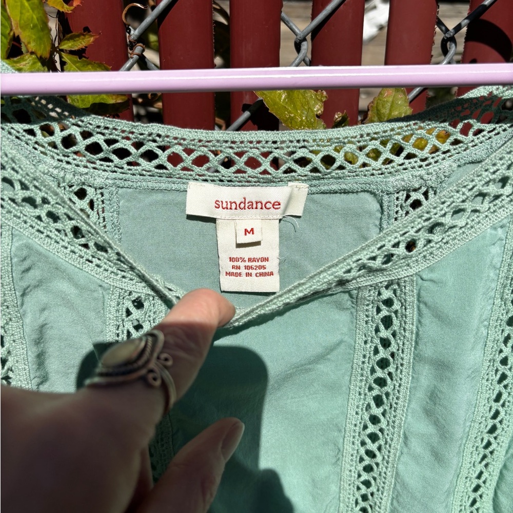 Sundance Mint Crochet Detail Blouse